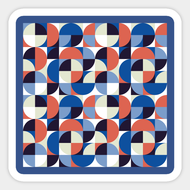 Blue and Orange Vintage Geometry Sticker by Carolina Díaz